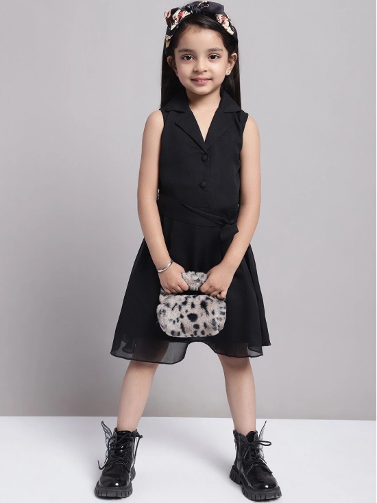 MINI & MING Girls V-Neck Sleeveless Georgette A-Line Dress