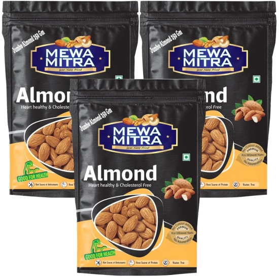 Mewa Mitra Premium California Jumbo Almonds Natural Raw Badam Rich in Fiber and Protein Nutritious and Delicious Crunchy Badam Giri - (250 Gram Pack of 3)