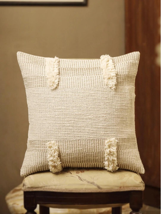 Jute Cotton Beige Colour Geometric Cushion Covers-(18