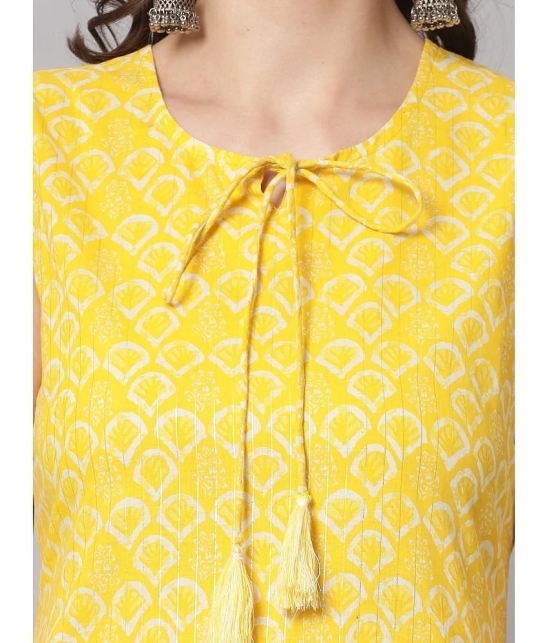 KIPEK Rayon Printed Straight Womens Kurti - Yellow ( Pack of 1 ) - None