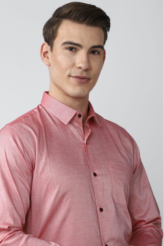 Men Pink Regular Fit Formal Full Sleeves Formal Shirt