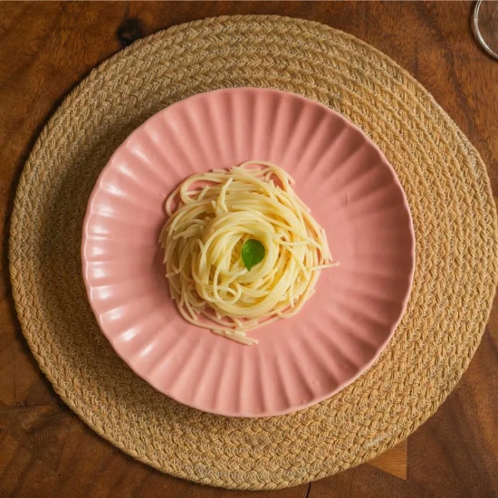 Ceramic Scallop Dinner Plate | Set of 2 Coral Pink