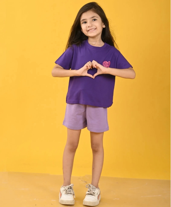 SUMMER TIME PURPLE GIRLS SHORTS SET - PURPLE-10-12 YEARS / 2N / PURPLE