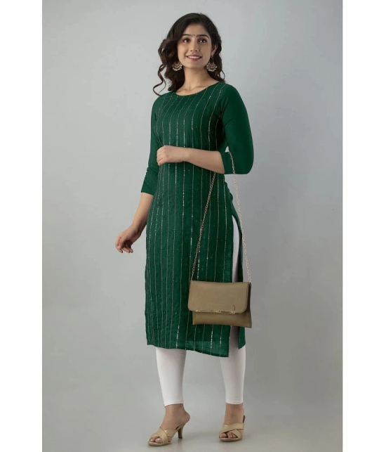 JASH CREATION - Green Rayon Womens Straight Kurti ( Pack of 1 ) - None