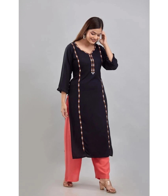 Kapadia - Black Rayon Womens Straight Kurti ( Pack of 1 ) - None