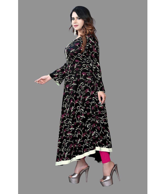 haya fashion - Black Rayon Women's Anarkali Kurti ( Pack of 1 ) - None