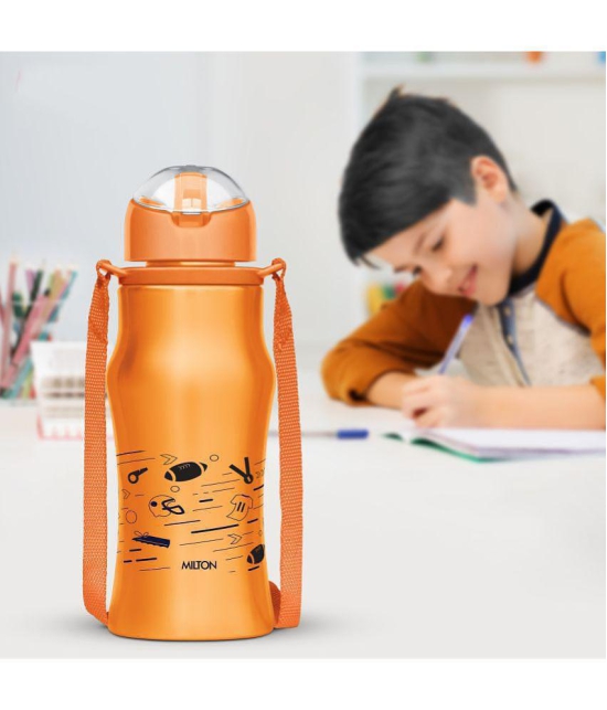 Milton Gaiety 450 Stainless Steel Water Bottle, 415 ml, Green | Leak Proof | Easy to Carry | Home | Kitchen | Travel | School - Orange