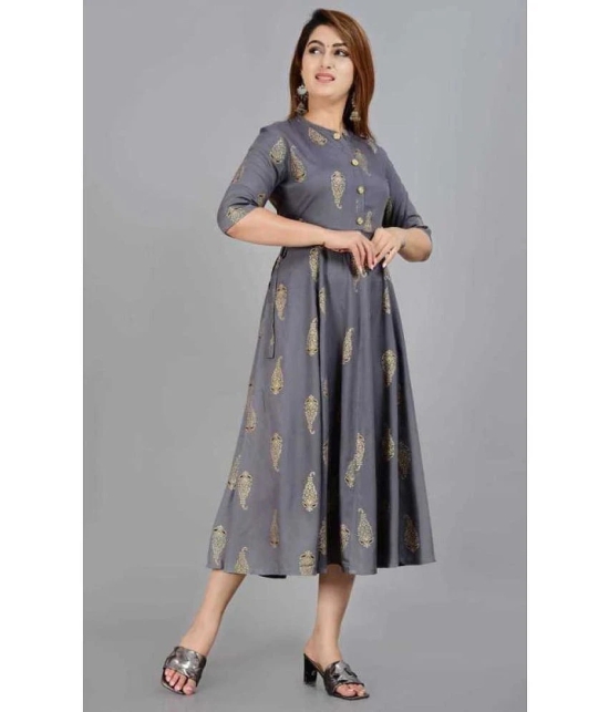 Smien - Grey Rayon Womens Anarkali Kurti ( Pack of 1 ) - None