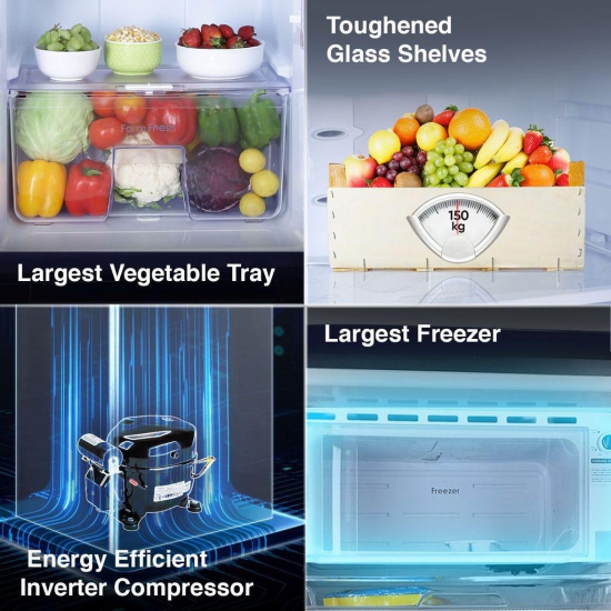 Godrej 180 L 5 Star Turbo Cooling Technology, 24 Days Farm Freshness Inverter Direct Cool Single Door Refrigerator With Base Drawer (RD EDGENEO 207E TDI BH BL, Blush Blue)