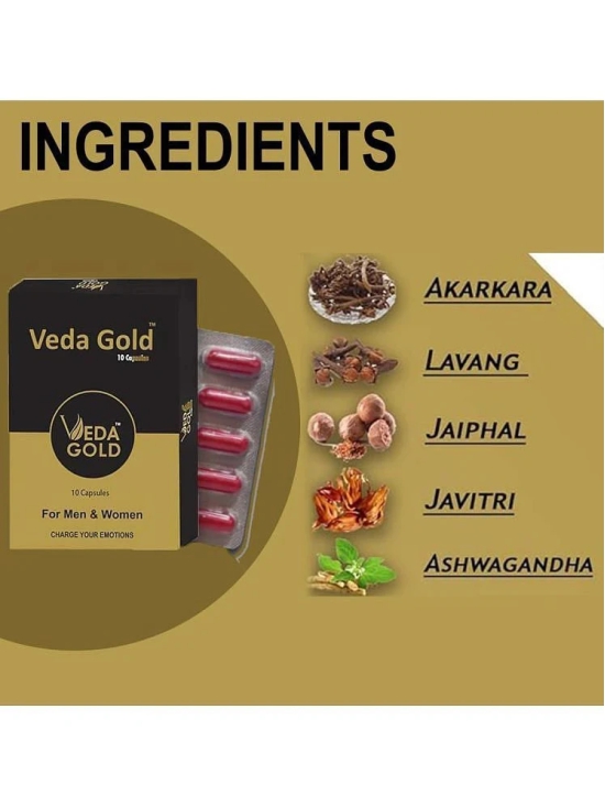 Veda Gold Capsules | 2x Stamina & Strength | Ayurvedic Supplements For Men & Women For Strength, Power, Energy & Stamina | Increases Vitality, Vigor & Counters Weakness, 20 Capsules