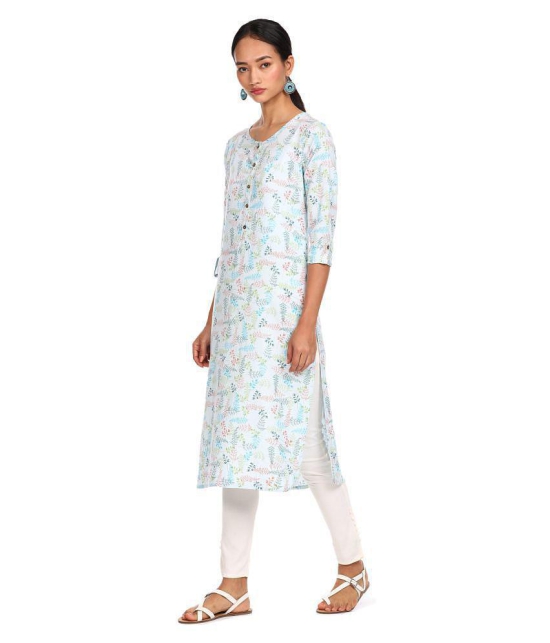 Karigari - Blue Rayon Women's Straight Kurti ( Pack of 1 ) - XS