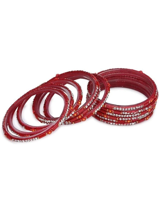 Somil Red Bangle Set ( Pack of 12 ) - None