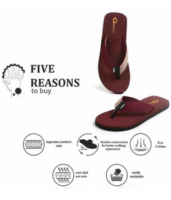 G Best Maroon Mens Thong Flip Flop - None