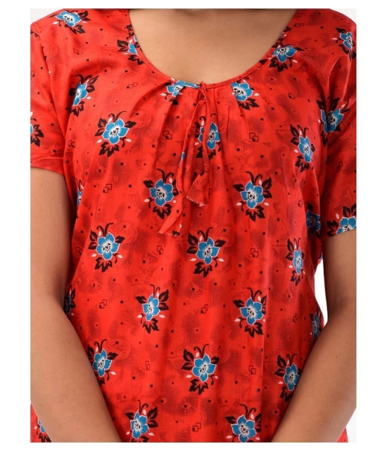 Apratim Cotton Nighty & Night Gowns - Red - Free Size