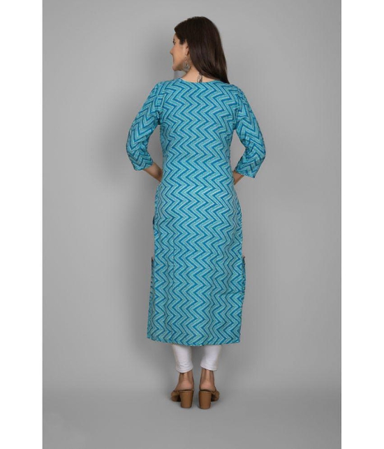 Estela - Turquoise Cotton Women''s Straight Kurti ( Pack of 1 ) - None