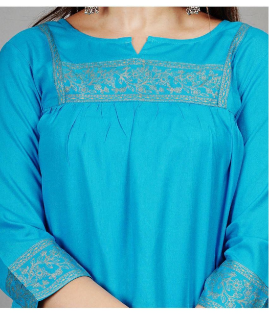 Smien - Light Blue Rayon Womens Ethnic Tunic ( Pack of 1 ) - None