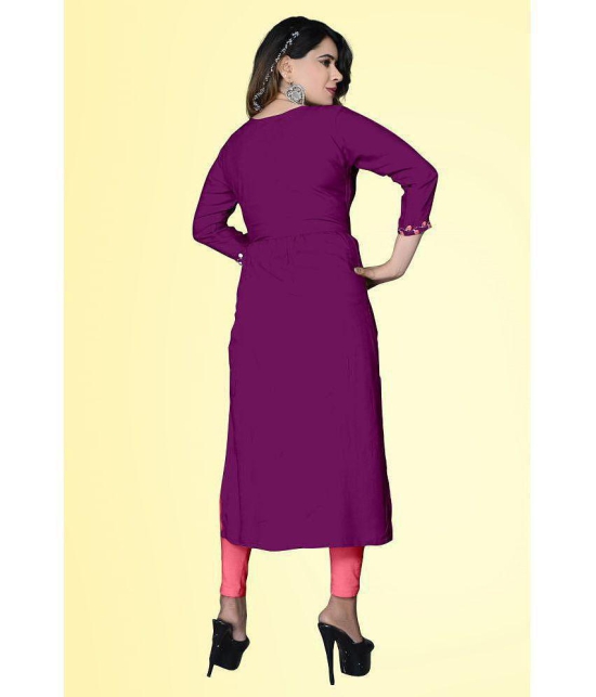 haya fashion - Magenta Rayon Women's Straight Kurti ( Pack of 1 ) - None