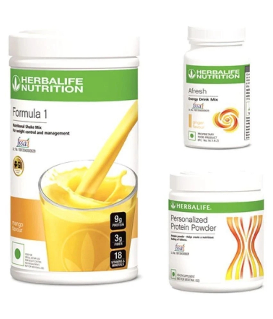 Herbalife F1 Shake Mango + Protein Powder 200 gm + Afresh Drink Ginger 50 gm Pack of 3 750 gm