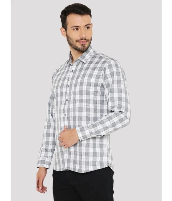 Maharaja Cotton Blend Slim Fit Checks Full Sleeves Mens Casual Shirt - Grey ( Pack of 1 ) - None