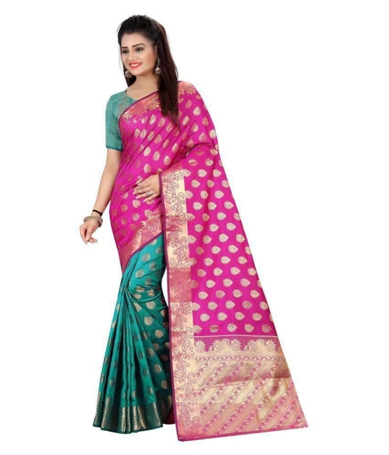 Gazal Fashions - Pink Silk Saree With Blouse Piece (Pack of 1)