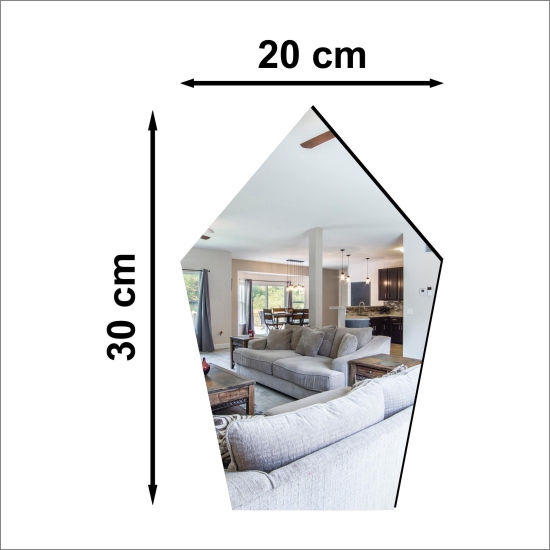 WallDaddy Oval Shape Plastic Mirror For Wall Size (20x30)Cm Flexible Mirror PentagonMirror-Free Size