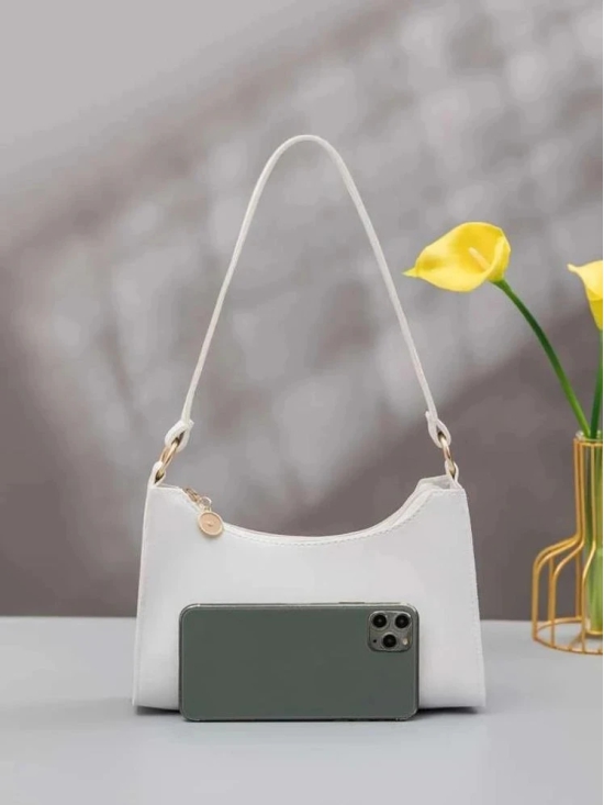 TCRAZY White PU Handheld Bag - White