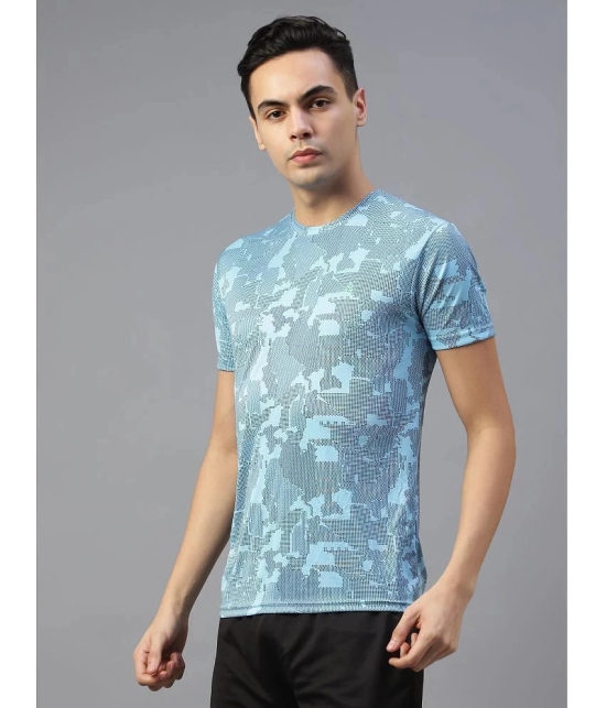 Diaz Cotton Blend Regular Fit Printed Half Sleeves Mens T-Shirt - Blue ( Pack of 1 ) - None