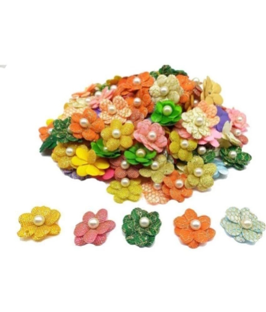 PRANSUNITA Fabric Multicolored Stem Less Fabric Decoration Flower Beads ( Pack of 1 )