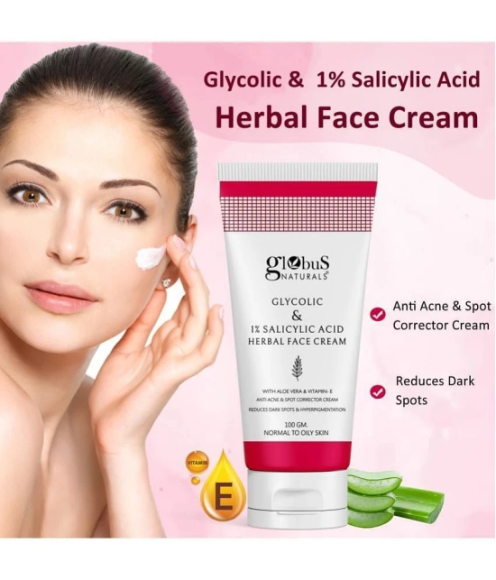 Globus Naturals Glycolic & 1% Salicylic Acid Face Cream. 100gm