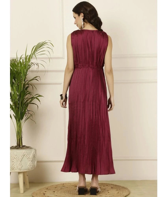 Antaran Silk Solid Knee Length Womens Fit & Flare Dress - Maroon ( Pack of 1 ) - None