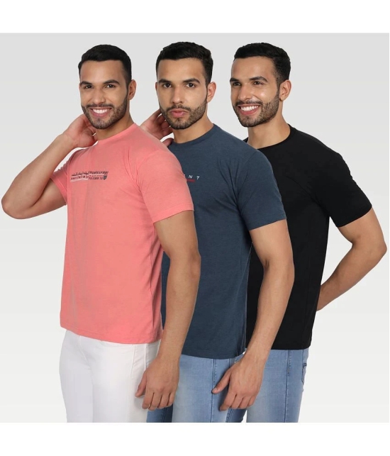 Zeffit - Multicolor Cotton Blend Regular Fit Mens T-Shirt ( Pack of 3 ) - None