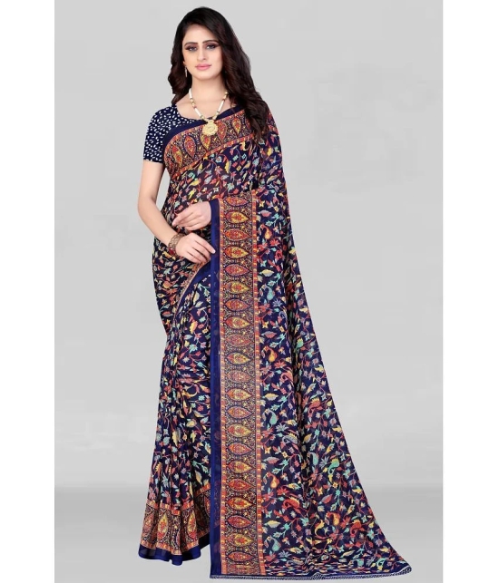 LEELAVATI - Blue Georgette Saree With Blouse Piece ( Pack of 1 ) - Blue