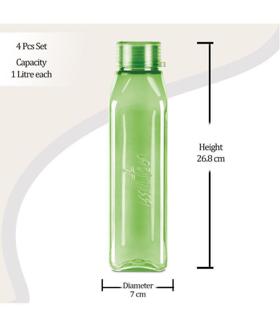 Milton Prime 1000 Pet Water Bottle, Set of 4, 1 Litre Each, Green - Green