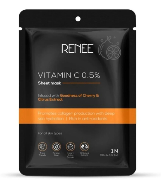 RENEE Vitamin C Sheet Mask, Promotes Collagen Production, Restores Natural Glow