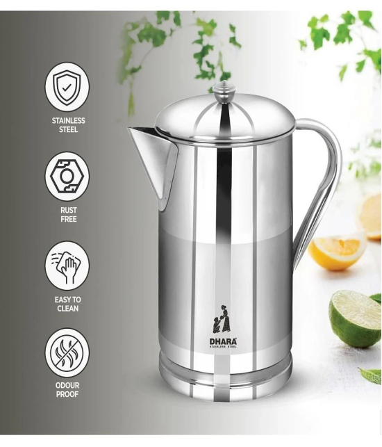 Dhara Stainless Steel Slimline jug 2000 Stainless Steel Jugs 2000 mL - Silver