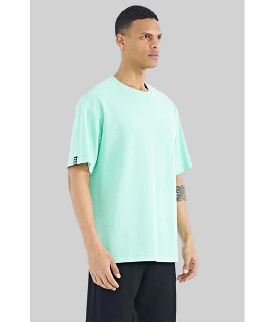 AKTIF Cotton Blend Oversized Fit Solid Half Sleeves Mens T-Shirt - Mint Green ( Pack of 1 ) - None