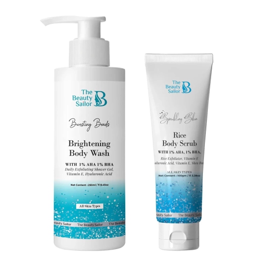 Body Care Duo - Brightening Body Wash - 250ml and Rice Body Scrub - 100gm