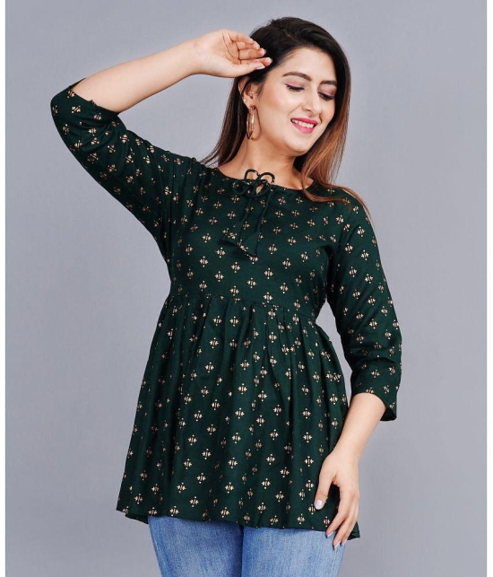 SIPET - Green Rayon Women''s Ethnic Peplum Top ( Pack of 1 ) - None