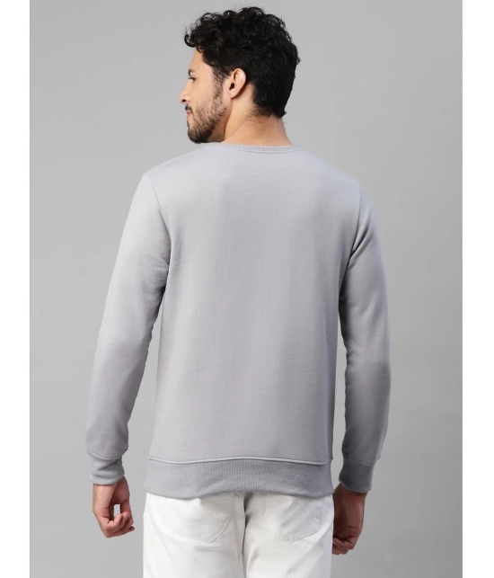 UrbanMark Men Regular Fit Printed Full Sleeves Round Neck Fleece Sweatshirt-Light Grey - None