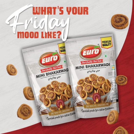 EURO Mini Bhakarwadi Namkeen 350GM | Authentic Taste, Traditional Recipe | Indian Snacks