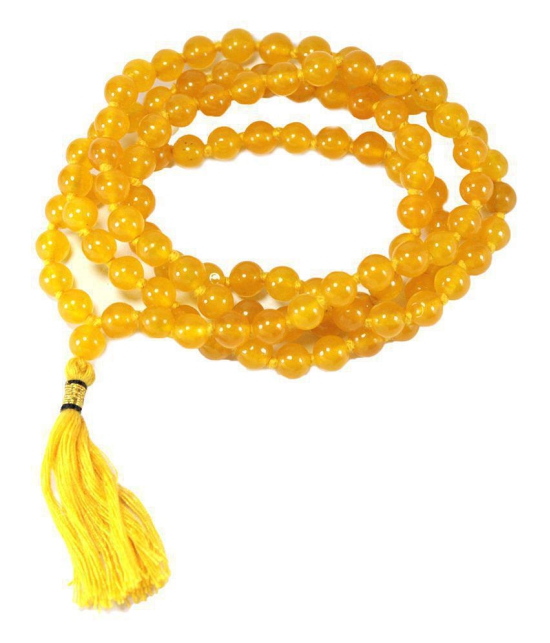 Moksha Yellow Agate Hakik Mala with 108+1 Stone