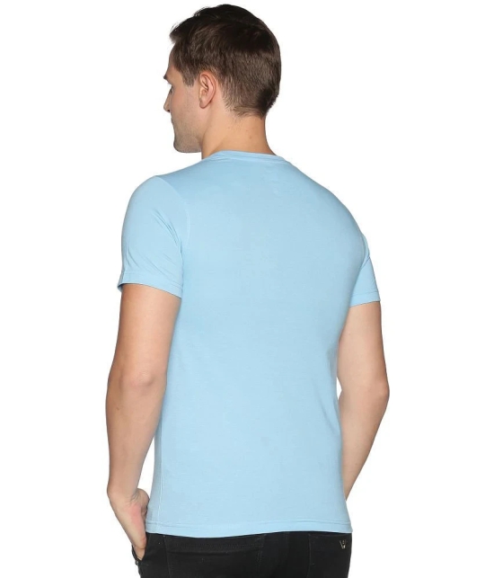 Dollar Cotton Blend Regular Fit Solids Round Half Sleeves Blue Men T-Shirt Single Pack - None