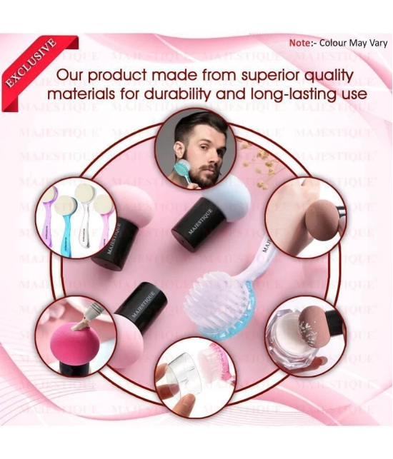 Majestique Mushroom Head Sponge With Facial Cleansing Brush Powder Puff For Dualuse Dry & Wet