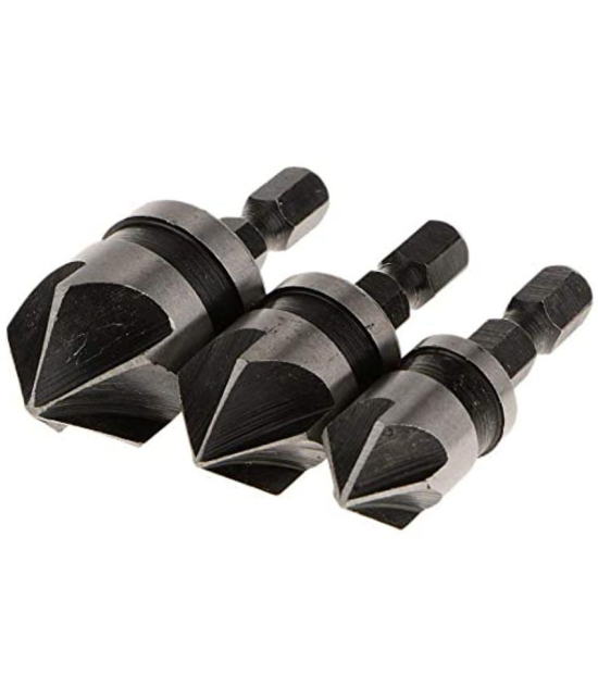 KP2Â® Metal 1/4-inch Hex 12, 16, 19 mm Countersink Power Drill Bit Bore Set for Wood- Set of 3