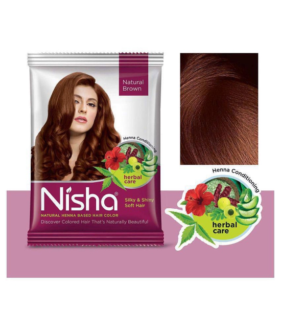 Nisha Quick 60gm Comes with Natural Based Permanent Hair Color Henna Powder Brown each sachet 15 g