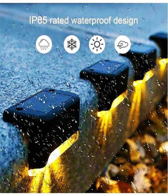 Solar Panel Step Lights for Outdoor Decks, Railing, Stairs with IP65 Protection ( Pack of 4 ). - Black