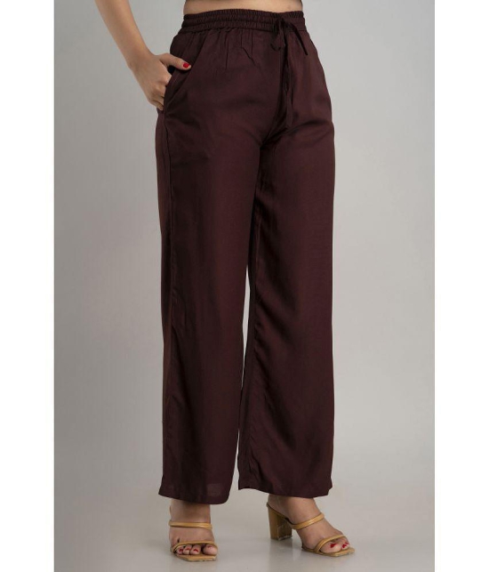 MAUKA - Brown Rayon Wide leg Womens Palazzos ( Pack of 1 ) - None