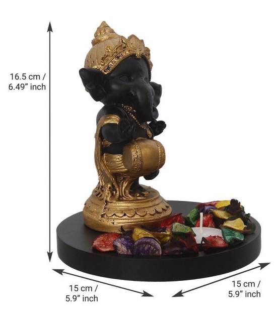 eCraftIndia Showpiece Wood Ganesha Idol 15 x 15 cms Pack of 1