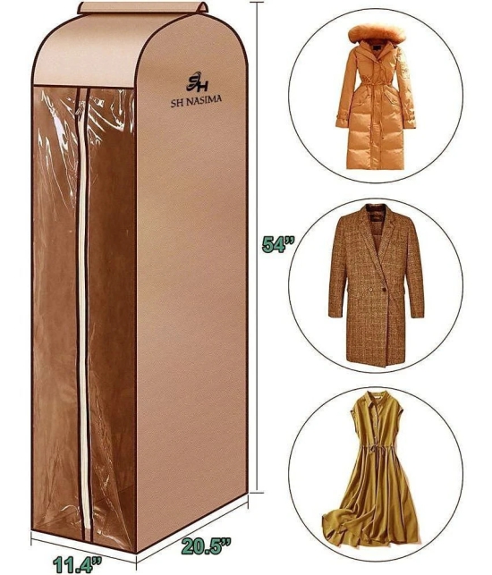 Sh Nasima Hanging Garment Bags for Storage Well Sealed Clothes Dust Cover with Large Window and 2 Zippers Opening for Suit Coat Closet Rack Beige (Rack not Included) 2 Packs