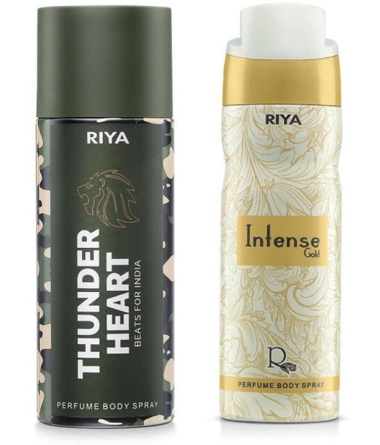 Riya Thunder Heart & Intense Gold Perfume Body Spray for Unisex 350 ml ( Pack of 2 )